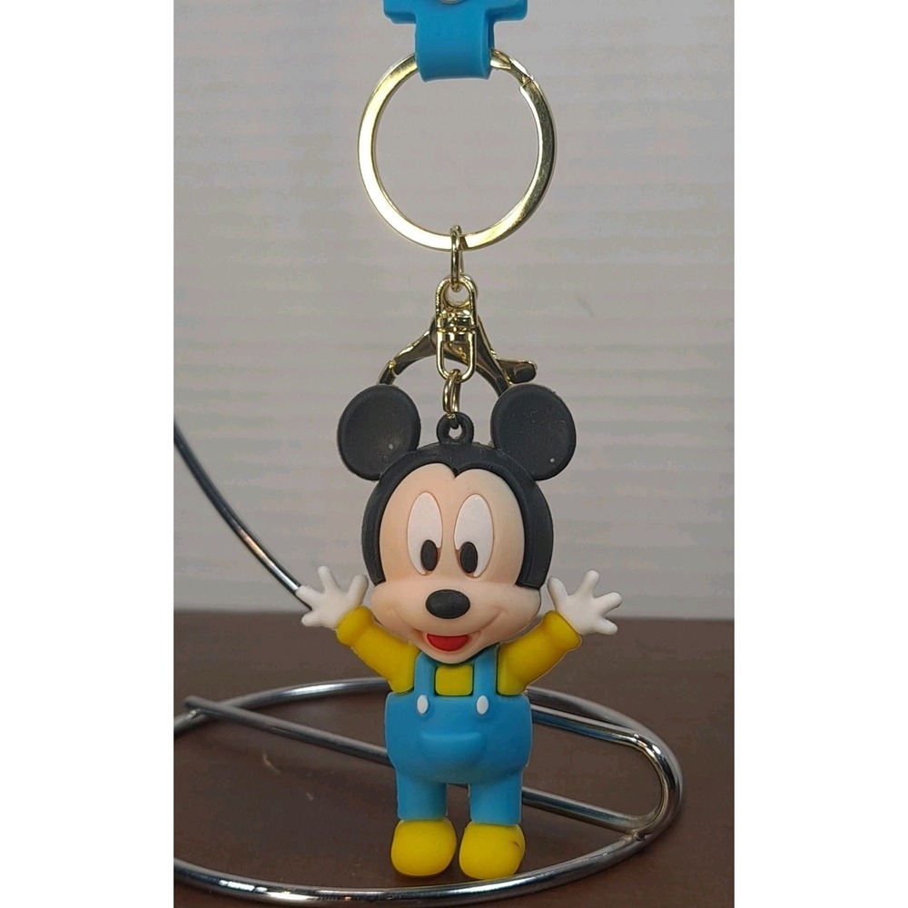 New Disney Mickey Mouse Blue‎ Overalls Keychain Figure Backpack Clip Pendant